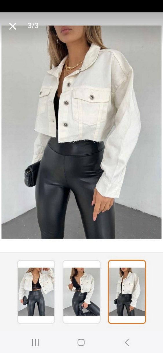 Beyaz crop ceket - Görsel 3