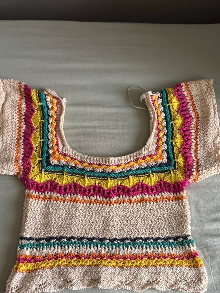 ZARA Renkli İşlemeli Kadın Mini Triko buluz - Görsel 3