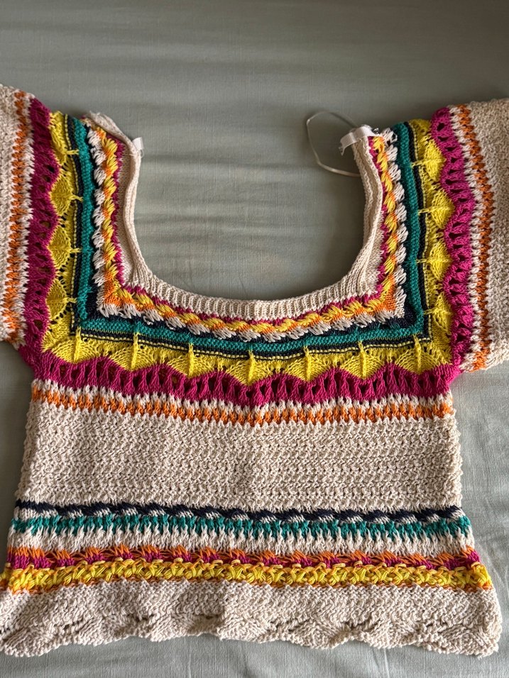 ZARA Renkli İşlemeli Kadın Mini Triko buluz - Görsel 4