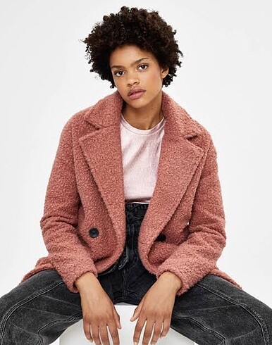 Bershka Bershka suni yünlü oversize kaban