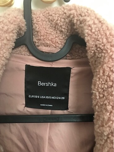 xs Beden pembe Renk Bershka suni yünlü oversize kaban