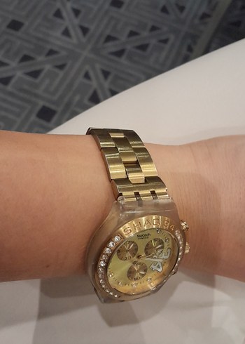 Beden altın Renk Swatch Altın Renkli Işıltılı Kadın Saati