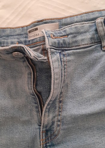 44 Beden Düğmeli Gri Kadın Mini Kot Şort