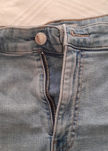 44 Beden mavi Renk Düğmeli Gri Kadın Mini Kot Şort