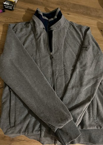 Gri Yüksek Yaka Fermuarlı Erkek Sweatshirt - Görsel 2