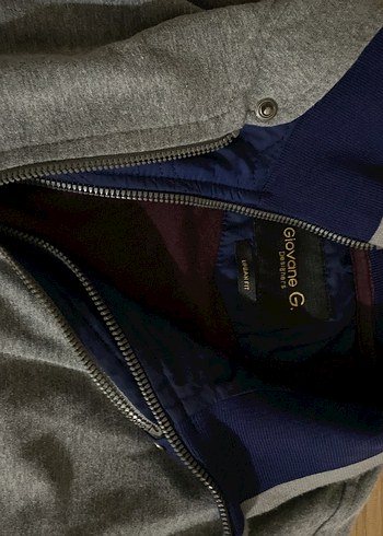 Gri Yüksek Yaka Fermuarlı Erkek Sweatshirt - Görsel 3