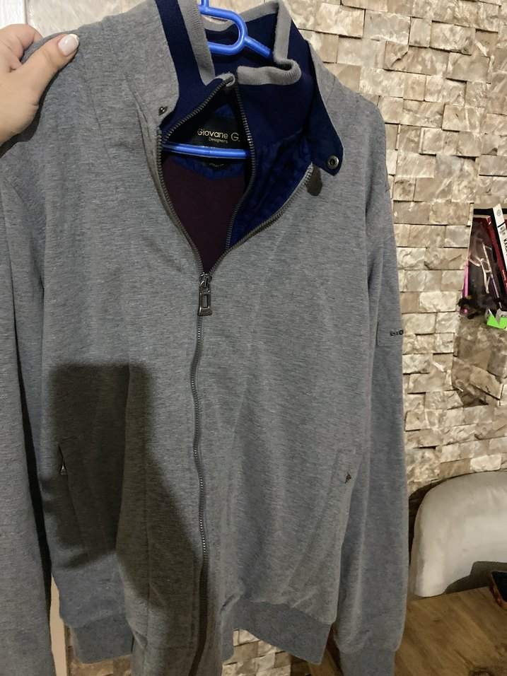 Gri Yüksek Yaka Fermuarlı Erkek Sweatshirt - Görsel 5