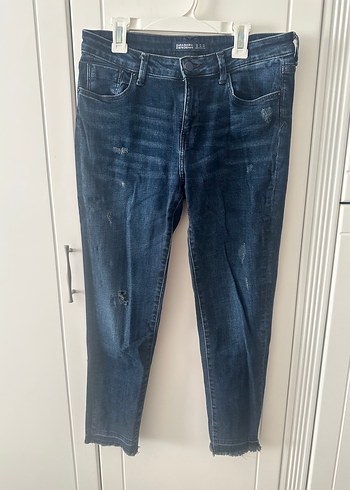 Zara Kadın Lacivert Midi Kot Pantolon
