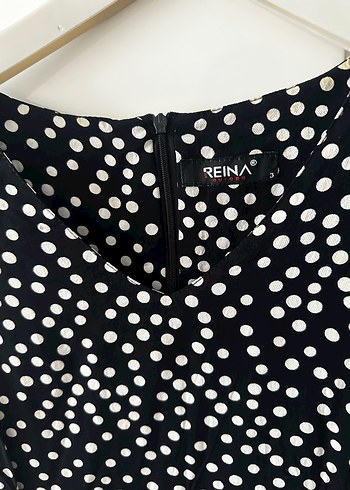 Siyah Puantiyeli V Yaka Uzun Elbise - Görsel 2