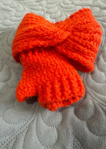 Örgü Kadın Eldiveni ve Saç Bandı Seti - Görsel 4