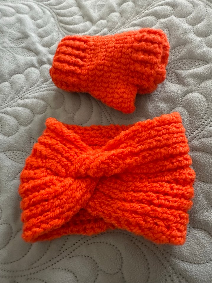 Örgü Kadın Eldiveni ve Saç Bandı Seti - Görsel 5