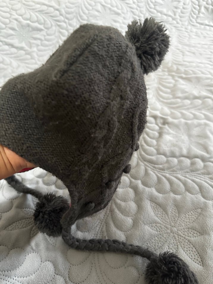 Gri içi penye astarlı Nakışlı Çocuk Bere - Görsel 5