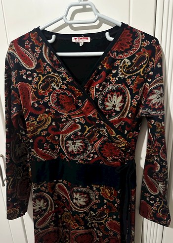 Şal Desenli Uzun Bohem Elbise - Görsel 2