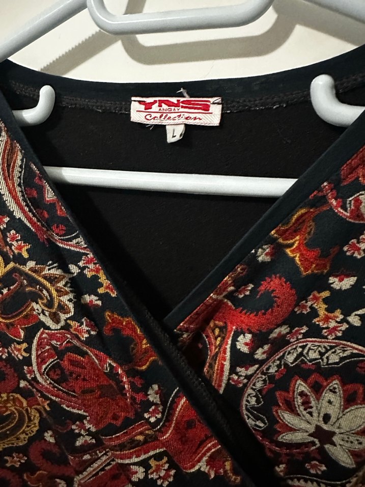 Şal Desenli Uzun Bohem Elbise - Görsel 3