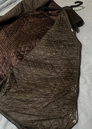 Çıtçıtlı Kahverengi Deri Biker Yelek - Görsel 9