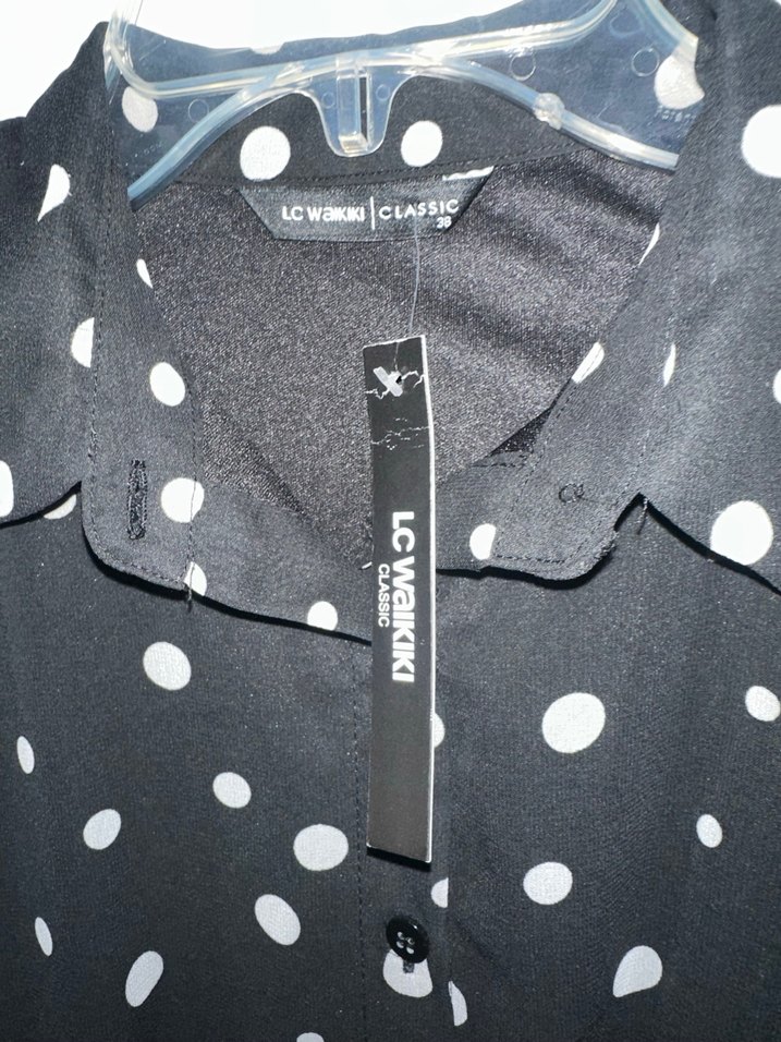 Uzun Kollu Puantiyeli Siyah Elbise - Görsel 4