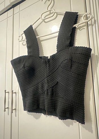 Siyah lastik Strappy Mini Büstiyer - Görsel 2