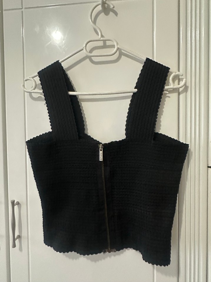 Siyah lastik Strappy Mini Büstiyer - Görsel 3