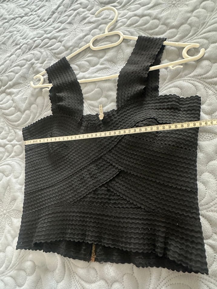 Siyah lastik Strappy Mini Büstiyer - Görsel 4