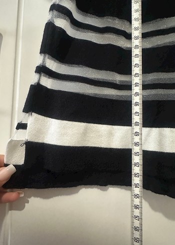 Koton Çizgili Kısa Kollu transparan bluz - Görsel 2