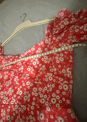 s Beden kırmızı Renk Kırmızı Çiçek Desenli Uzun Bohem Elbise
