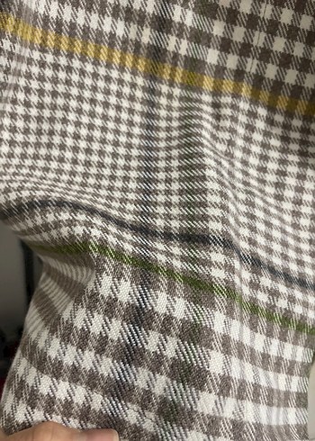 Kadın Gri Ekoseli Uzun Kuşaklı Kaban - Görsel 4