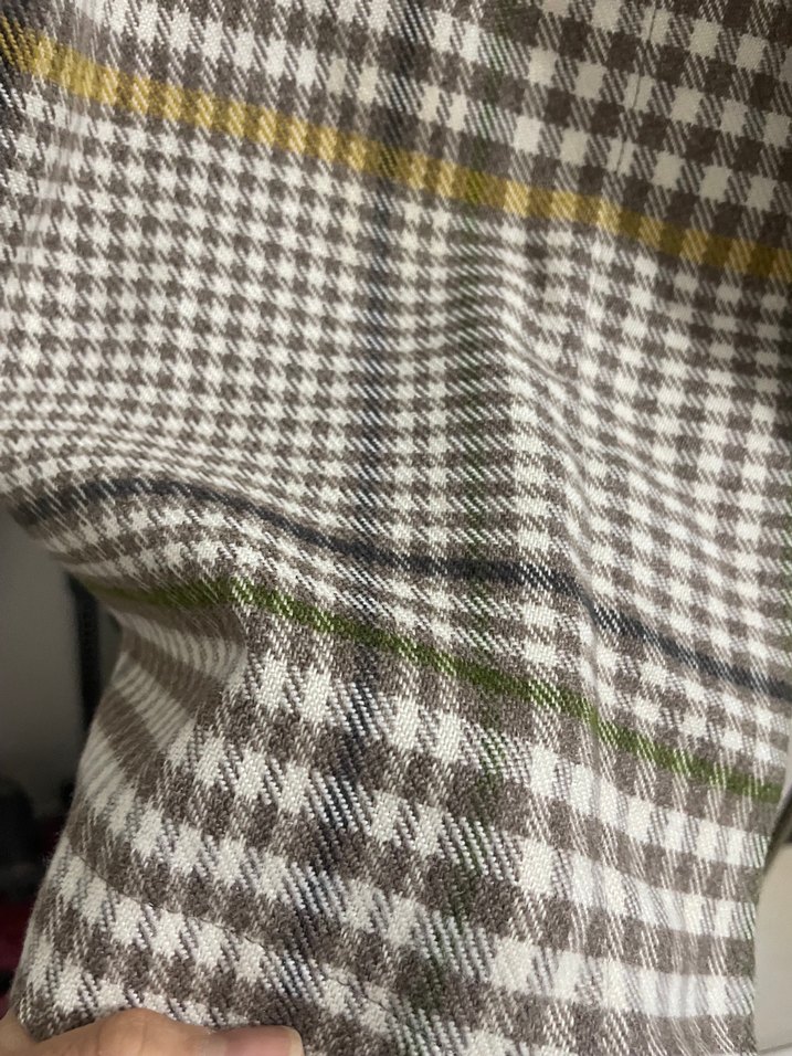 Kadın Gri Ekoseli Uzun Kuşaklı Kaban - Görsel 4