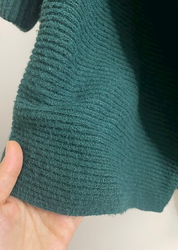 Mango yün hırka Kadın Yeşil Örgü Yün Midi Hırka - Görsel 3