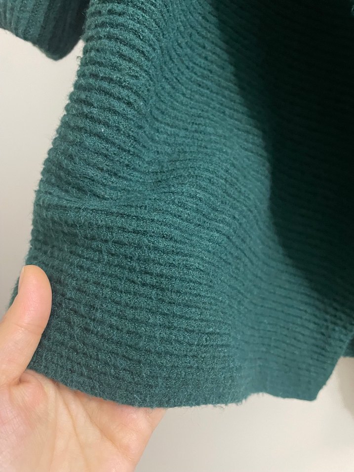 Mango yün hırka Kadın Yeşil Örgü Yün Midi Hırka - Görsel 3