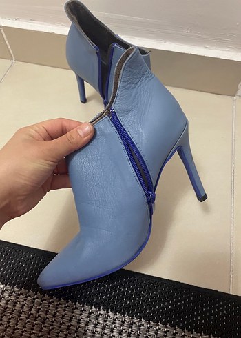 Deri Stiletto Topuklu Kadın Bot - Görsel 3