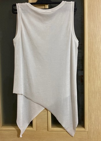 Krem Kolsuz Asimetrik Kesim Bluz - Görsel 4