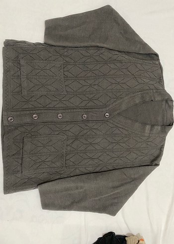 Gri V Yaka Örgü Kadın Hırka - Görsel 5