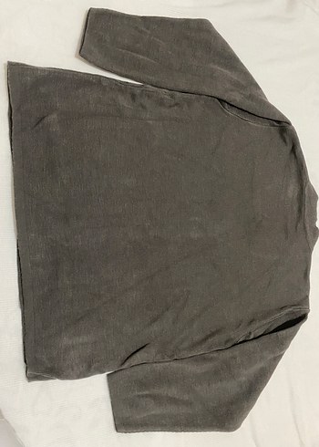 Gri V Yaka Örgü Kadın Hırka - Görsel 4