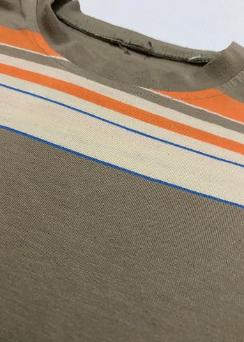 Kahverengi Çizgili Erkek Tişört - Görsel 3