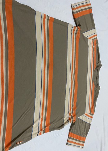 Kahverengi Çizgili Erkek Tişört - Görsel 2