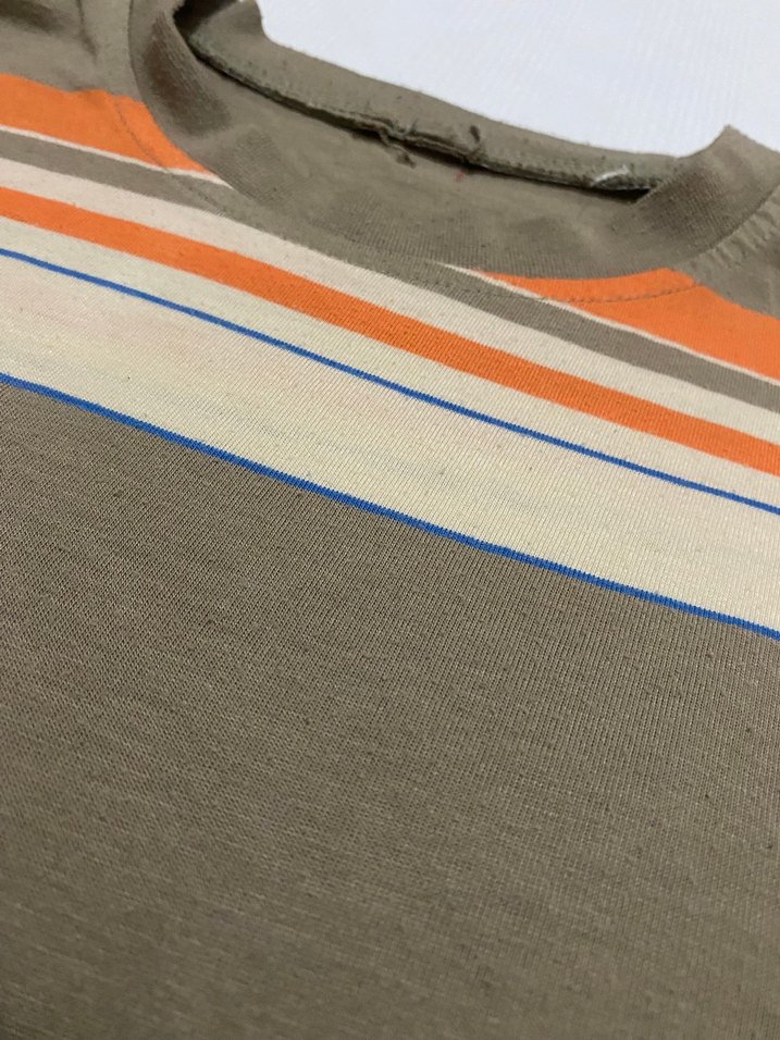 Kahverengi Çizgili Erkek Tişört - Görsel 3