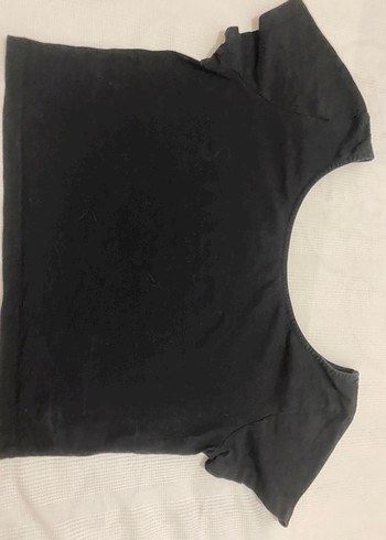 Siyah Kadın Kısa Kollu Crop Top - Görsel 2