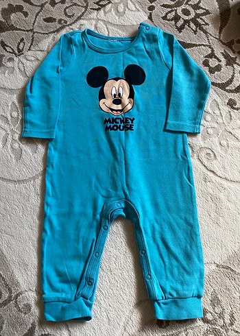 3 Ay Beden kahverengi Renk Kahverengi Mickey Desenli Bebek Tulum ve iki tulum daha