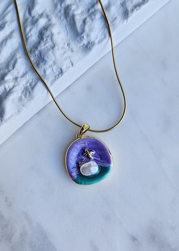 Pastel Çiçekli Midi Kolye çelik