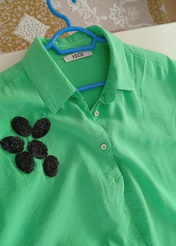 Yeşil şık gömlek - Görsel 6