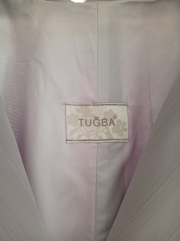 Düğmeli Uzun Mor Kadın pardesü - Görsel 5