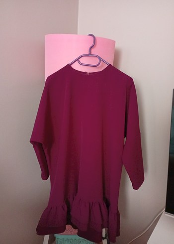 Bordo Midi Kadın Tunik Fırfırlı - Görsel 5