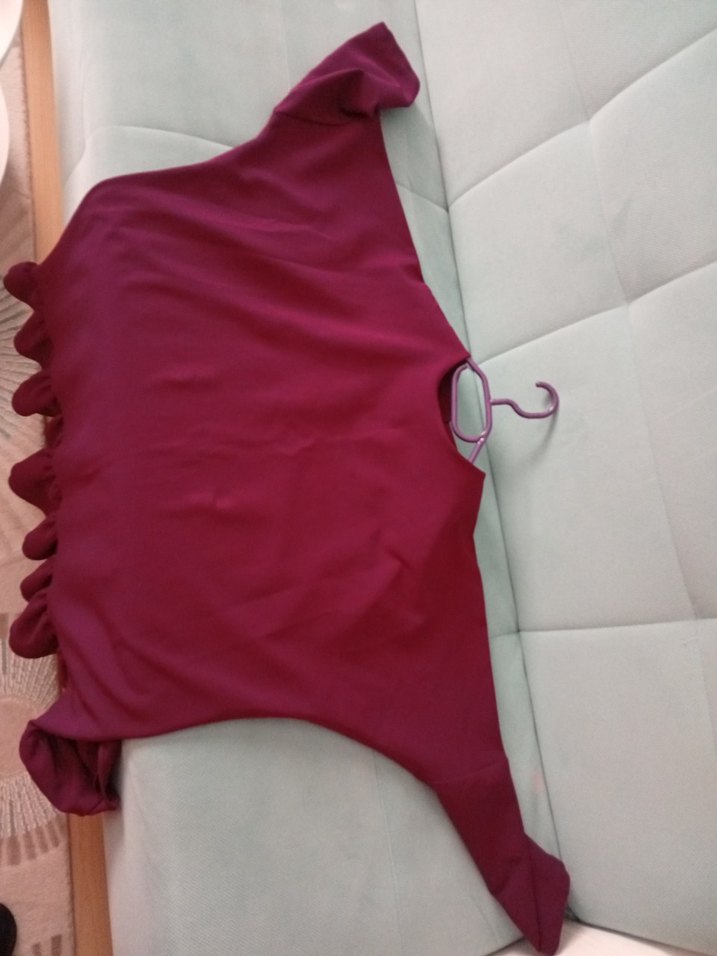 Bordo Midi Kadın Tunik Fırfırlı - Görsel 3