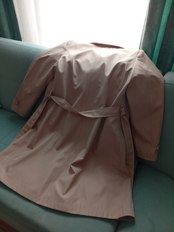 Bej Düğmeli Midi Kadın Trençkot - Görsel 5