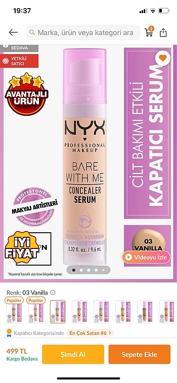 Nyx 03 vanilla kapatıcı