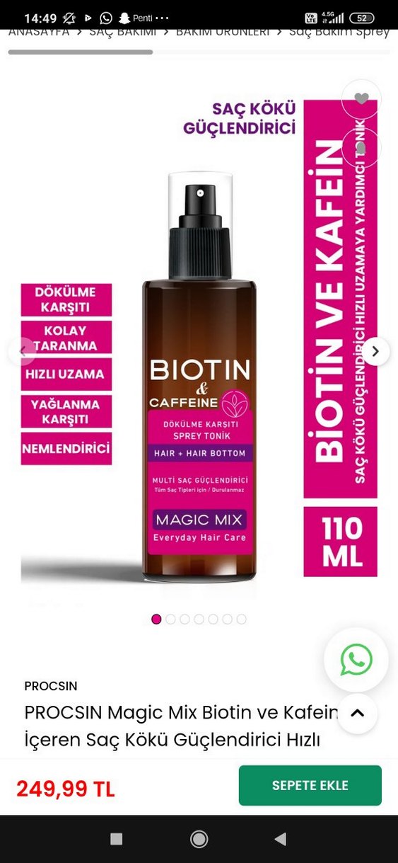 Biotin & Caffeine Dökülme Karşıtı Sprey Tonik - Görsel 2