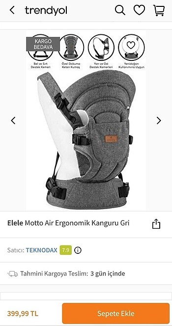 Elele motto air ergonomik kanguru