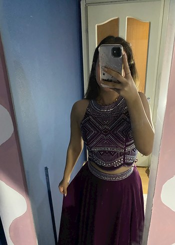 Mor Drapeli Uzun Bohem Kadın Elbise - Görsel 3