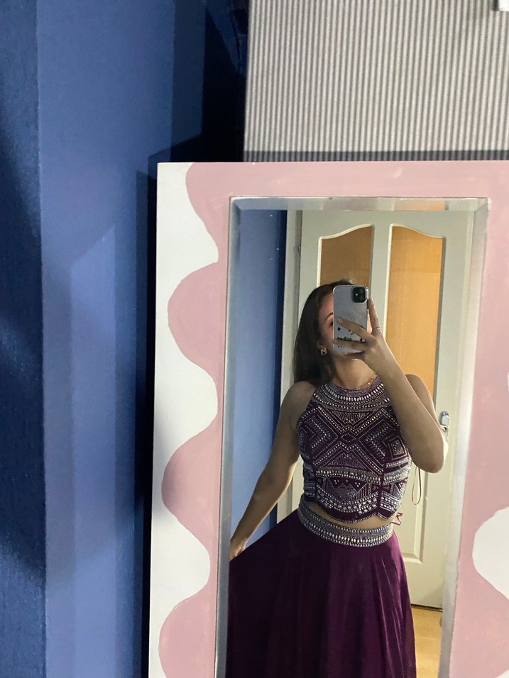 Mor Drapeli Uzun Bohem Kadın Elbise - Görsel 2