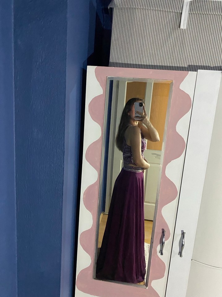 Mor Drapeli Uzun Bohem Kadın Elbise - Görsel 4